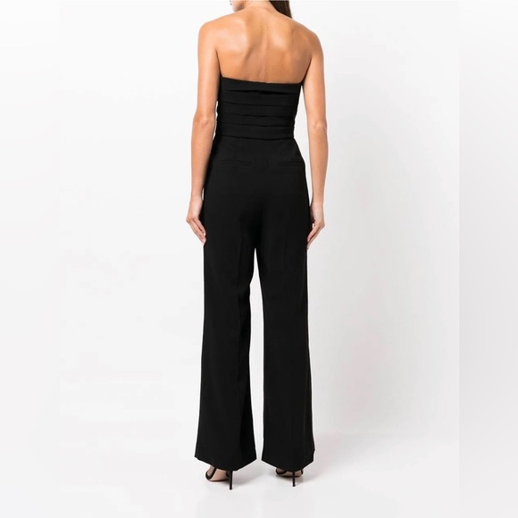 NWT $695 Jonathan Simkhai Rebecca Strapless Pleated Wide-Leg Jumpsuit, Black - Picture 2 of 13